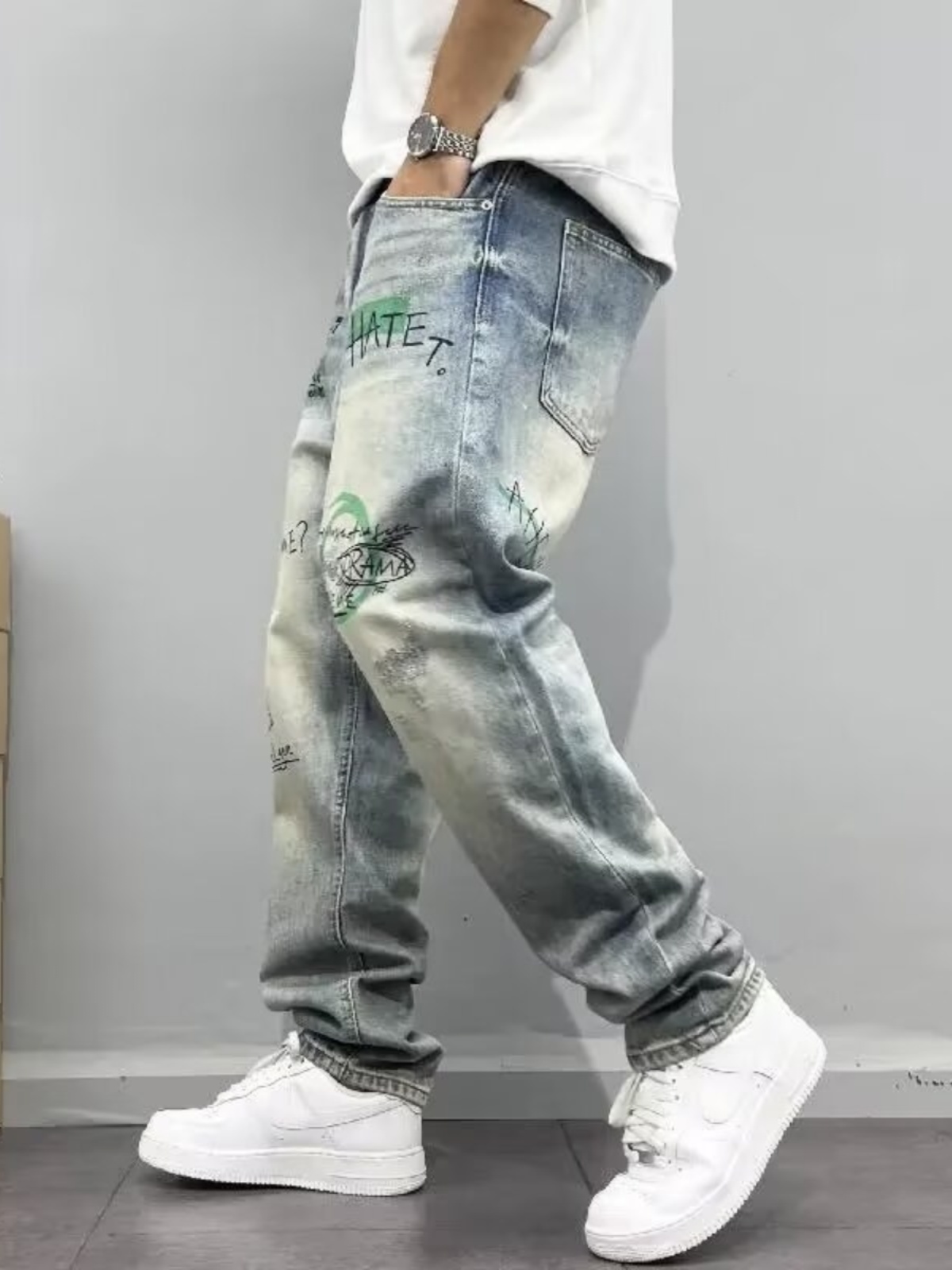 Streetwear Brand Jeans - Calça Jeans Masculina Retrô Americana Streetwear
