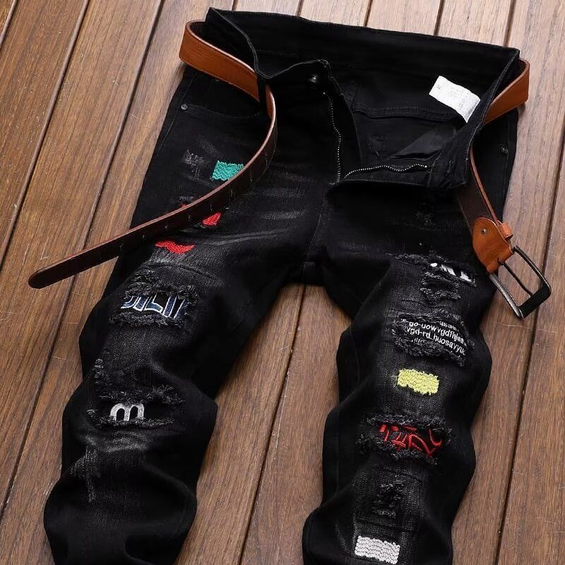 Streetwear Brand Jeans - Moda coreana streetwear marca jeans rasgados