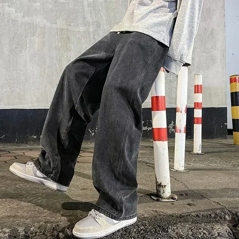 Streetwear Brand Jeans - Novo streetwear solto jeans masculino estilo