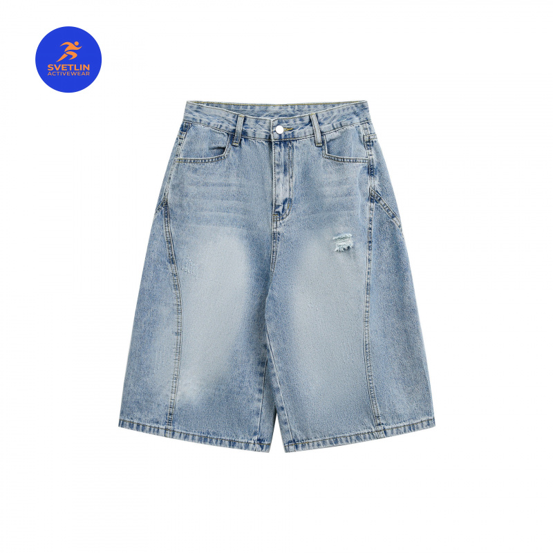 Streetwear Brand Jeans - Shorts jeans de luxo MAQVOB, tamanho