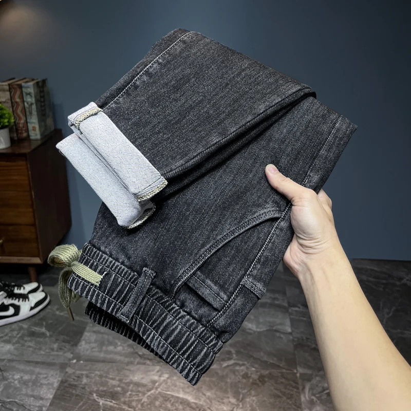 Streetwear Brand Jeans - Marca masculina novo outono jeans preto