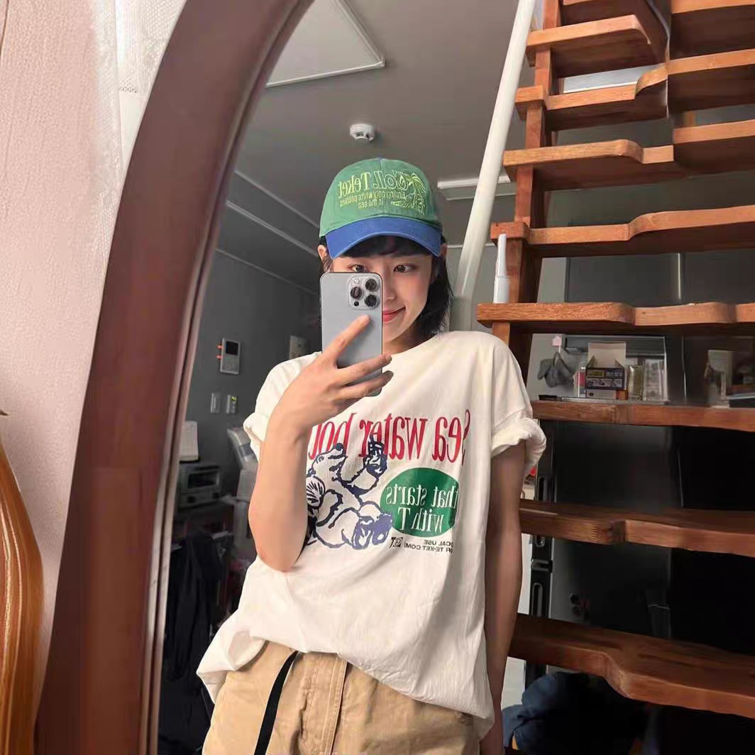 Camiseta Solta de Verão com Es - Streetwear Brand Label avaliação e preço