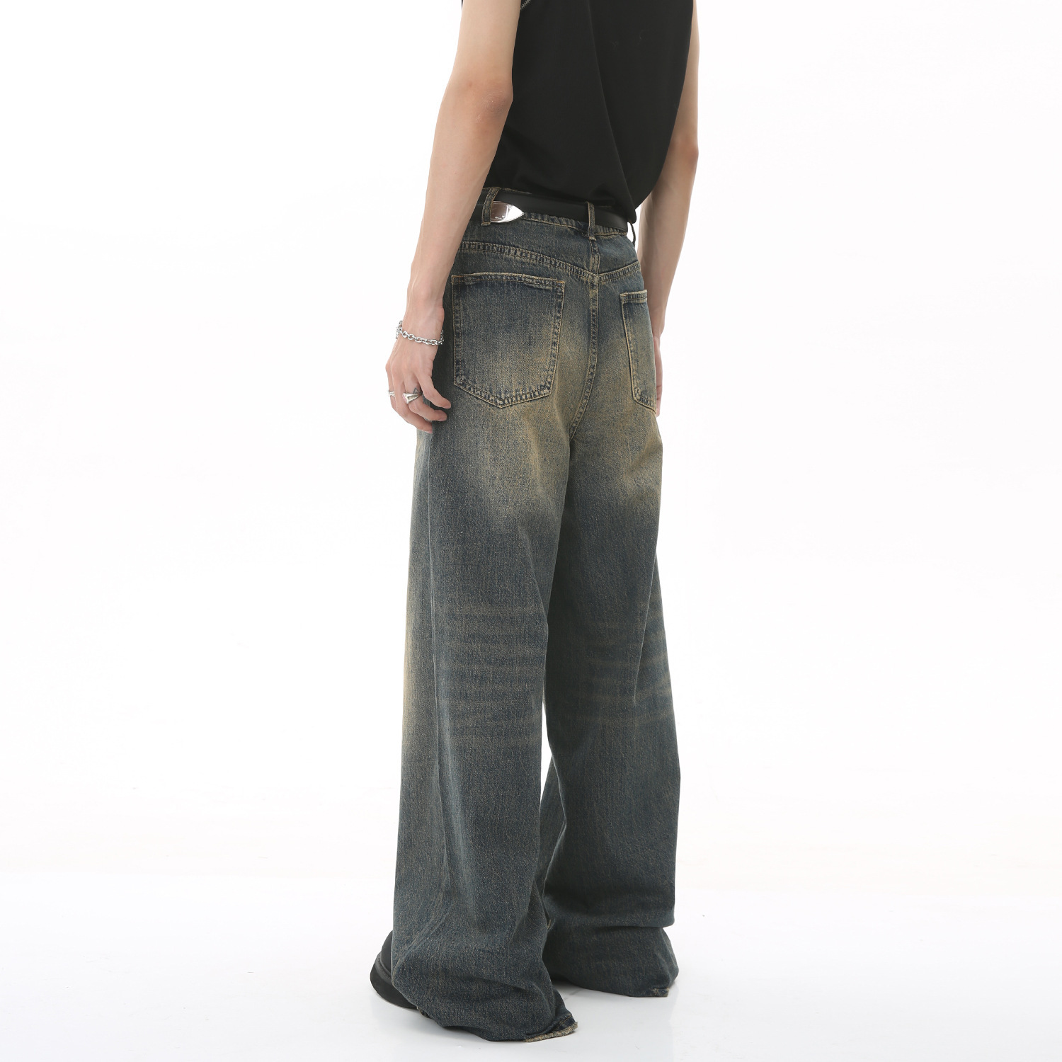 Novo masculino baggy perna ret - Streetwear Brand Jeans avaliação e preço
